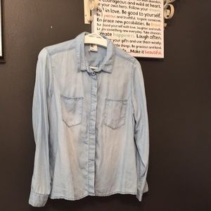 H&M Light Blue Denim button down shirt.